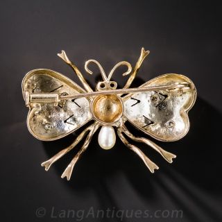 Vintage Gold Diamond Bee Brooch