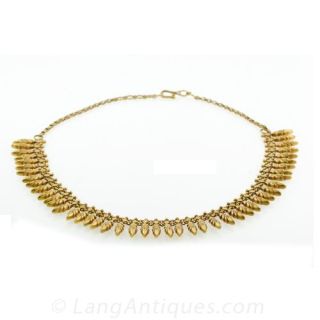 Vintage Gold Fringe Necklace