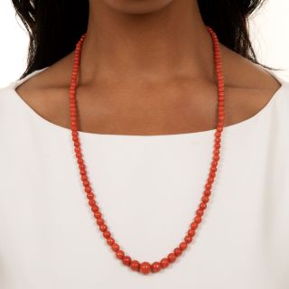 Vintage Graduating Coral Bead Necklace
