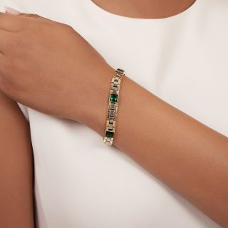 Green Tourmaline and Two-Tone Bracelet by Krementz