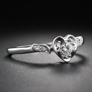 Vintage Heart Design Engagement Ring