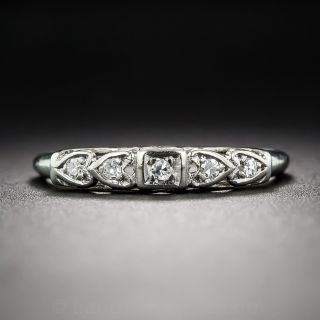 Vintage Heart Motif Diamond Wedding Band