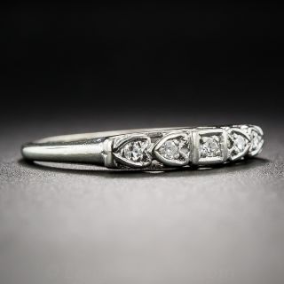 Vintage Heart Motif Diamond Wedding Band