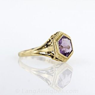 Vintage Hexagonal Amethyst Ring