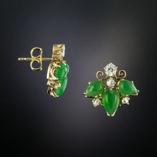 Vintage Jade and Diamond Earrrings - 2