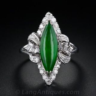 Vintage Jadeite and Diamond Ring