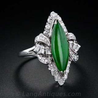 Vintage Jadeite and Diamond Ring