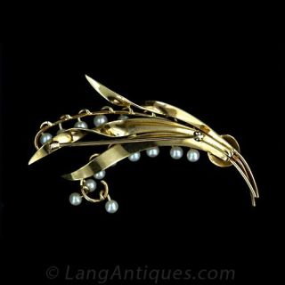 Vintage Lily of the Valley Pearl Brooch
