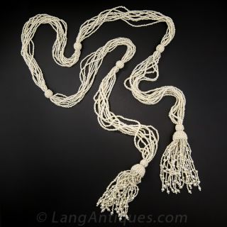 Vintage Long Seed Pearl Sautoir - 1