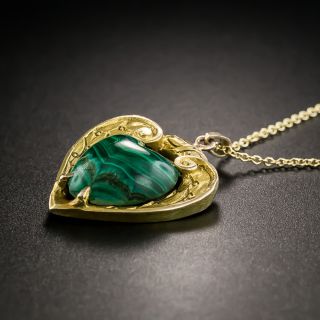Vintage Malachite Heart Pendant