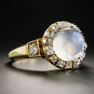 Vintage Moonstone and Diamond Halo Ring