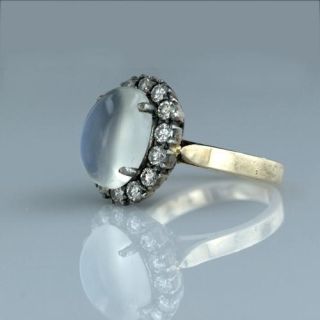 Vintage Moonstone and Diamond Ring