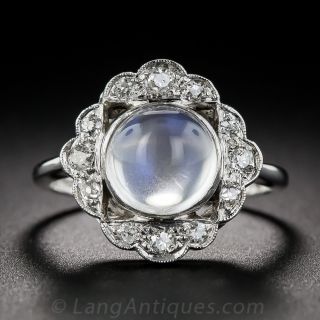 Vintage Moonstone and Diamond Ring