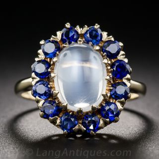 Vintage Moonstone and Sapphire Ring