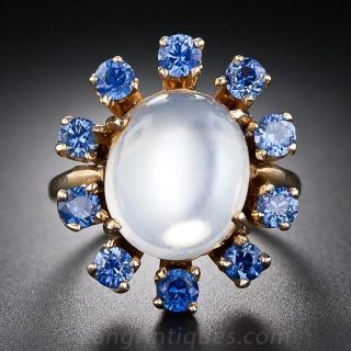 Vintage Moonstone and Sapphire Ring