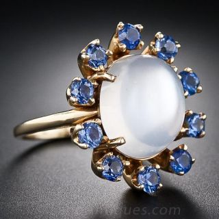 Vintage Moonstone and Sapphire Ring