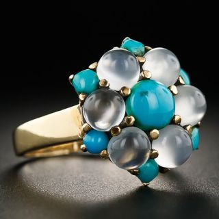 Vintage Moonstone and Turquoise Ring