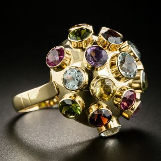Mid-Century Multi-Gemstone Domed Sputnik Ring
