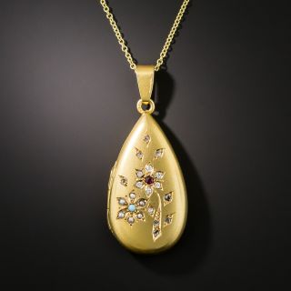 Vintage Multi-Jewel Flower Locket - 2