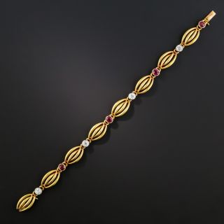 Vintage Natural Burma Ruby Diamond Bracelet