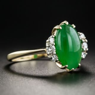 Vintage Natural Burmese Jade and Diamond Ring