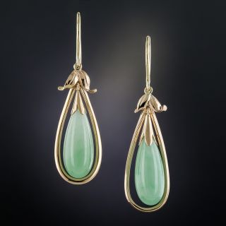 Vintage Natural Burmese Jade Earrings