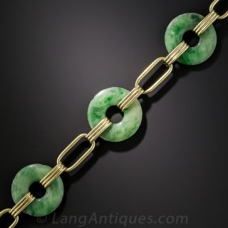 Vintage Natural Burmese Jadeite Bi Bracelet