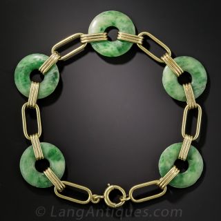 Vintage Natural Burmese Jadeite Bi Bracelet