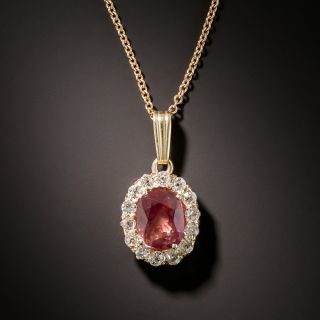 Vintage Natural No-Heat Fancy Color 2.25 Carat Sapphire and Diamond Pendant - 2