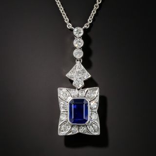 Vintage Natural No-Heat Sapphire and Diamond Ring, Bracelet, Earrings, and Pendant