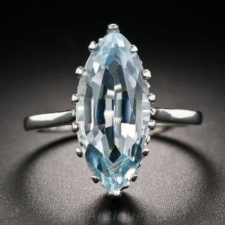 Vintage Navette Aquamarine Ring in Platinum