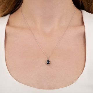 Vintage No-Heat Australian Sapphire and Diamond Pendant