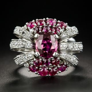 Vintage No-Heat Ruby and Diamond Cocktail Ring 