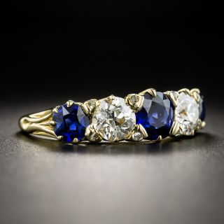 Vintage No-Heat Sapphire Diamond Five-Stone Ring - Size 8 1/2