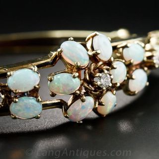 Vintage Opal and Diamond Bangle Bracelet