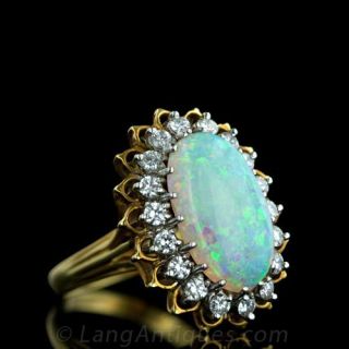Vintage Opal and Diamond Cocktail Ring