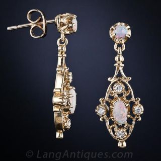 Vintage Opal and Diamond Earrings