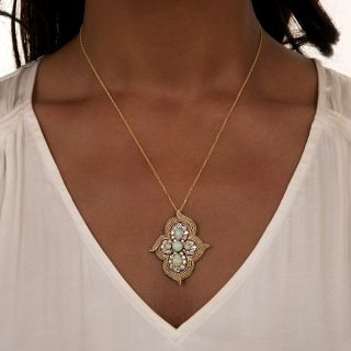 Vintage Opal and Diamond Pendant/Brooch