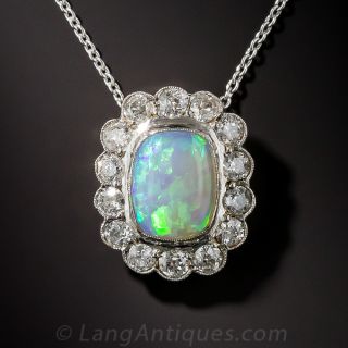 Vintage Opal and Diamond Pendant