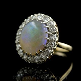 Vintage Opal and Diamond Ring