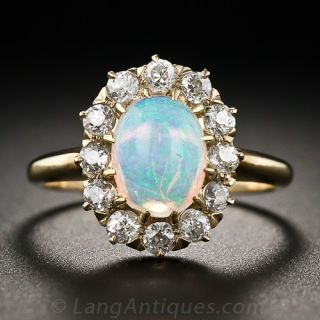 Vintage Opal and Diamond Ring