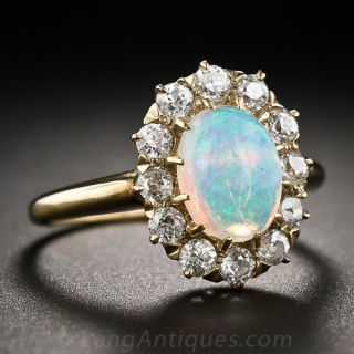 Vintage Opal and Diamond Ring