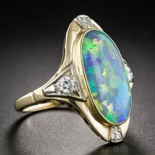 Vintage Opal and Diamond Ring