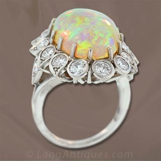 Vintage Opal and Diamond Ring