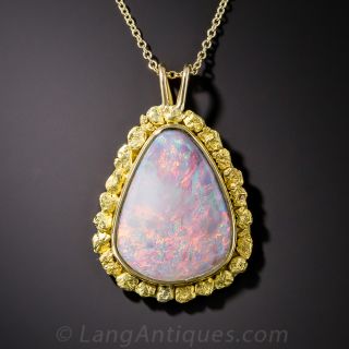 Vintage Opal and Gold Nugget Pendant