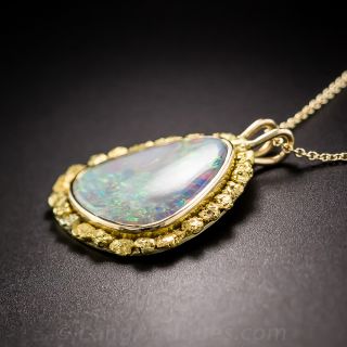 Vintage Opal and Gold Nugget Pendant