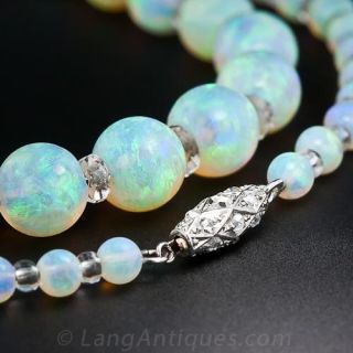 Vintage Opal Bead Necklace