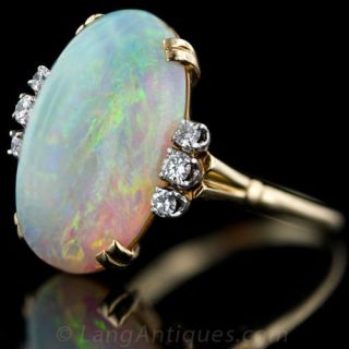 Vintage Opal & Diamond Ring