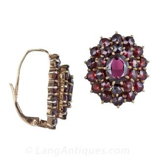 Vintage Oval Garnet Cluster Earrings