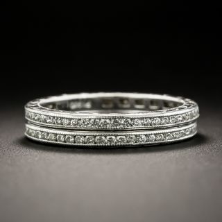 Vintage Pair of Platinum Diamond Eternity Bands - Size 5 - 1